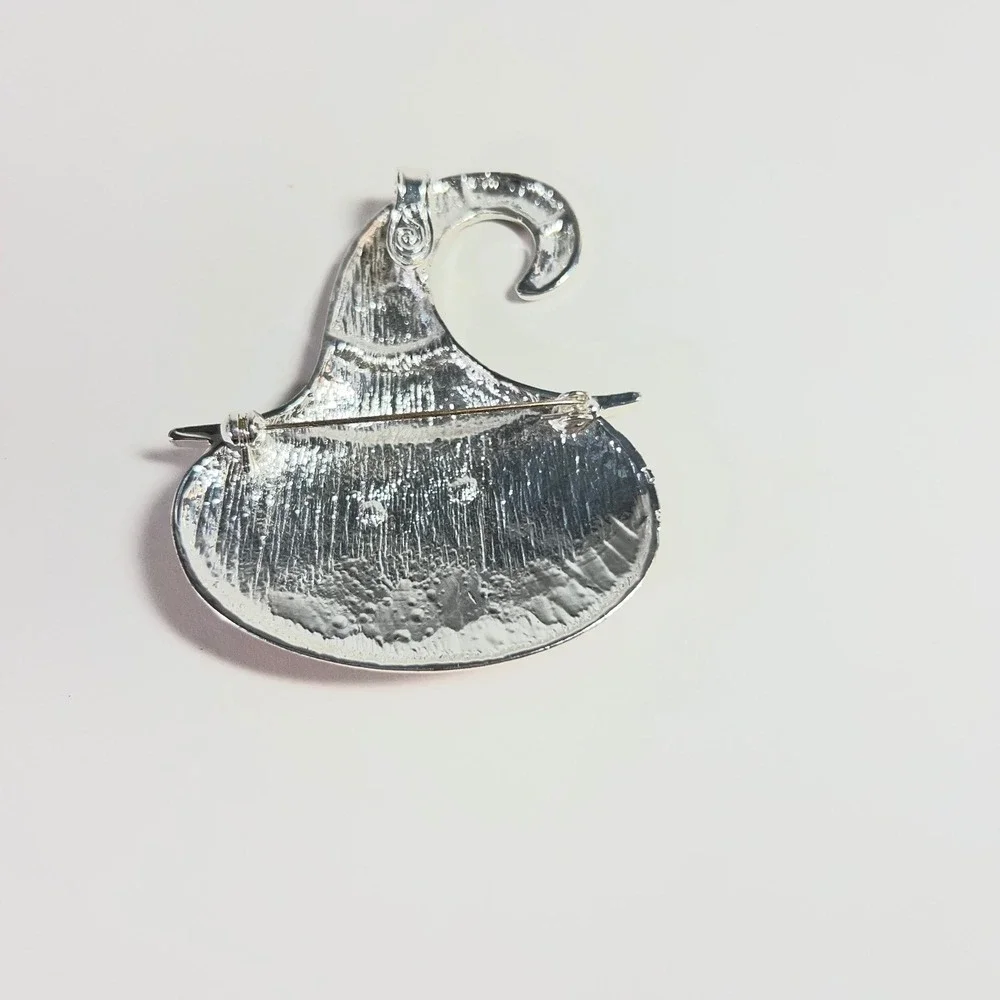 Halloween Enamel Pumpkin Witch Hat Brooch Pin Beads 2.5